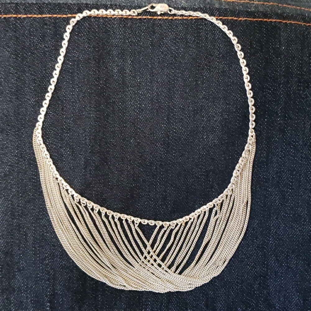 Sterling silver 14" mesh choker necklace